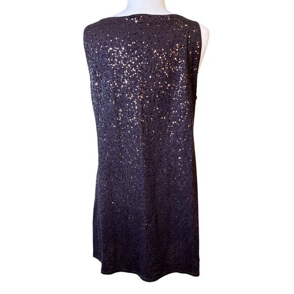 Eileen Fisher Sleeveless 100% Silk Brown Sequin A-Line Mini Cocktail Dress Large - Picture 3 of 7